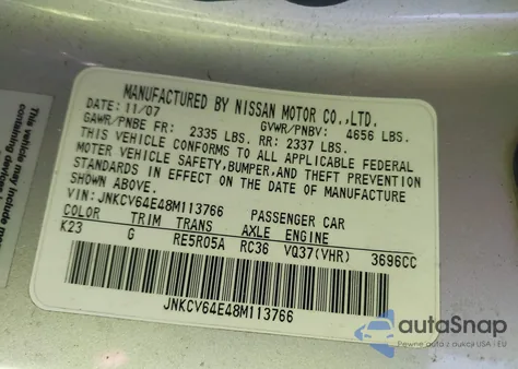 2008 Infiniti G37 Journey z USA, uszkodzony, nr VIN JNKCV64E48M113766